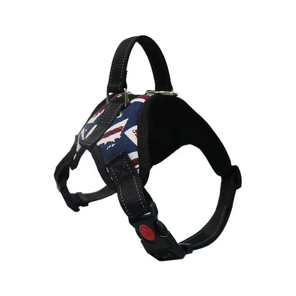 Hondenharnas Verstelbaar | Nylon Reflecterend | Geschikt voor Alle Honden | 150cm Sterke Riem | Zwart Rood Camouflage Luipaard | Alle Seizoenen Draagcomfort | Duurzaam en Veilig
