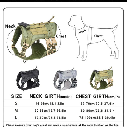 Tactisch Hondentuig voor Middelgrote en Grote Honden | Stevig Nylon | Verstelbaar, Ergonomisch en Comfortabel | Geschikt voor Outdoor, Wandelingen en Training