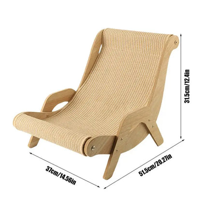 Sisal Kattenstoel | Stevige Houten Krabpaal Voor Huisdieren | Duurzame Krabpaal Voor Binnen & Buiten | Natuurlijke Sisalvezel | Elegante Strandstoel Voor Katten