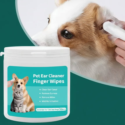 Ear Cleaning Wipes for Pets | Disposable | Finger Cover | Anti-Ear Mite | For Sensitive Ears | Pet Supplies | Suitable for Dogs and Cats | Hands Clean | Safe for Pets