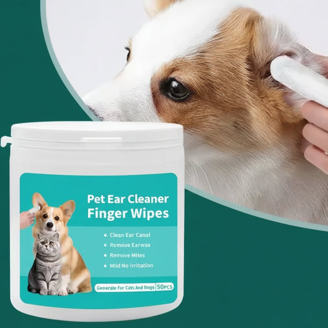Oorreinigingsdoekjes voor huisdieren | Wegwerp | Vingerovertrek | Anti-Oormijt | Voor gevoelige oren | Huisdierenbenodigdheden | Geschikt voor honden en katten | Handen schoon | Veilig voor huisdieren