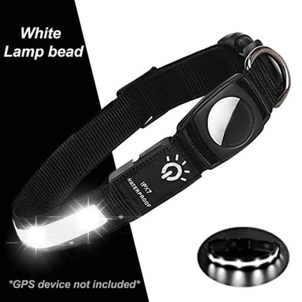 Airtag GPS Tracker | Safe LED Light | Waterproof Dog Collar | USB Rechargeable | Sturdy & Adjustable | Multicolor