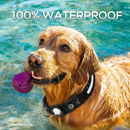 Airtag GPS Tracker | Safe LED Light | Waterproof Dog Collar | USB Rechargeable | Sturdy & Adjustable | Multicolor