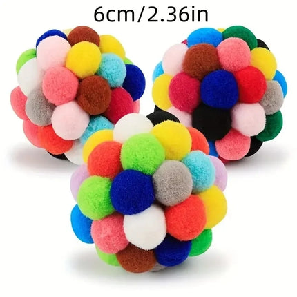 Kleurrijke Pluche Speelballen voor Katten met Belletje | Elastische en Zachte Ballen voor Zelfstandig Speelplezier