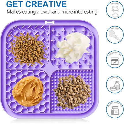 Siliconen Likmat voor Huisdieren | 20x20 cm | Trage Voeding en Spijsvertering Verbetering | Veilig en Schoon | Beschikbaar in Drie Kleuren