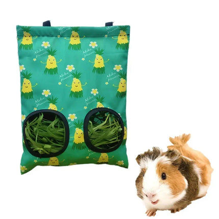 Hooizak voor kleine dieren | Hamster Konijn Cavia Voerhouder | Oxford Stof | Metalen Haak | Verspilling Verminderen | Kooihouder | Rood Groen Geel Oranje | Duurzame Kooivoeder Accessoires
