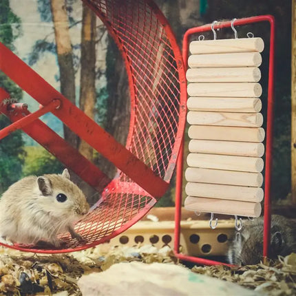 Houten Hamsterspeeltje Kooiladder | Klimladder voor Hamster en Cavia | Kleine Dieren Speelplaats | Bijtbestendig en Duurzaam | Reptielen Speelgoed | Perfecte Huisdieren Accessoires