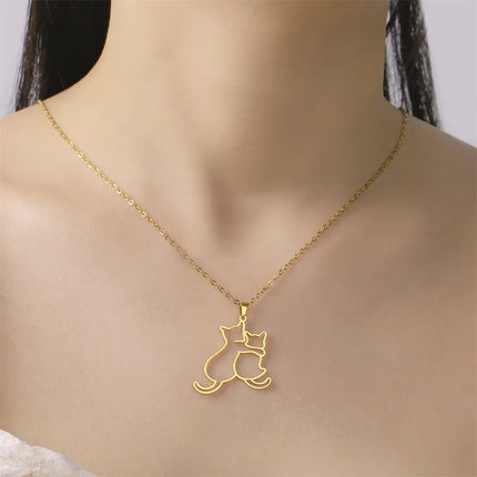 Honden en Katten Keten voor Dames | Roestvrijstalen Dieren Hanger Ketting | Sieraad Cadeau voor Huisdierliefhebbers | Verstelbare 45cm | Anti-allergisch