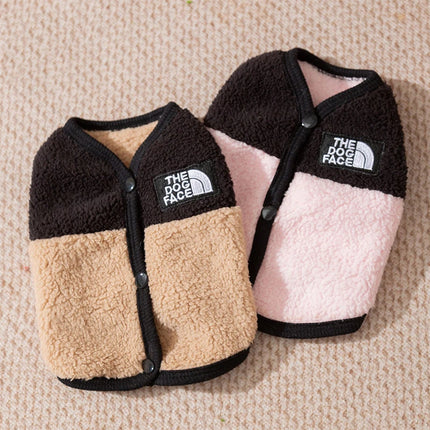Pet Clothing | Embroidered Dog Cat Fleece Jacket | Autumn Winter Warm | Teddy Bear Design | Sleeveless with Buttons