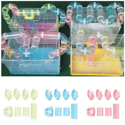 MOONBIFFY | 8-delige Hamsterspeeltunnel Set | Transparant | Knaagdier Speelomgeving | Kleine Huisdieren | DIY Bouwset | Kunststof | Pet Knaagdier Accessoire | Dierenplezier | Kleur Zoals Getoond