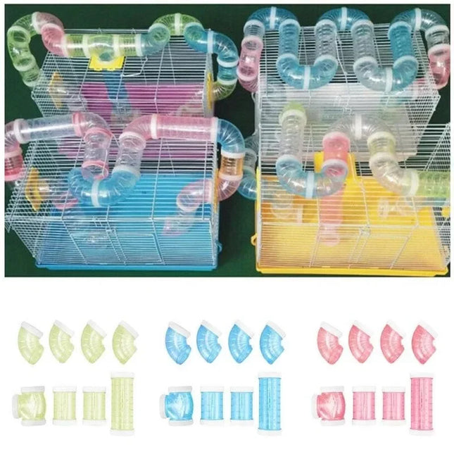 MOONBIFFY | 8-delige Hamsterspeeltunnel Set | Transparant | Knaagdier Speelomgeving | Kleine Huisdieren | DIY Bouwset | Kunststof | Pet Knaagdier Accessoire | Dierenplezier | Kleur Zoals Getoond