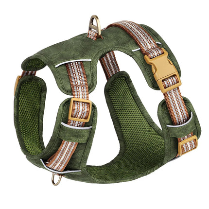 Didog Hondenharnas Nylon en PU | Waterdicht en Verstelbaar | Reflecterende Strip | Wandelen en Training | Groen, Rood, Bruin | Geschikt voor Kleine, Middelgrote en Grote Honden | Duurzaam en Veilig