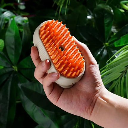 FurClean Oplaadbare Verzorgingsborstel voor Huisdieren | 3-in-1 Functie met Stoomtechnologie & Zachte Massage | Wit en Oranje