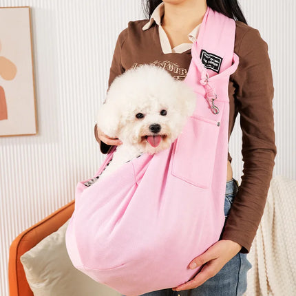 Comfortabele Outdoor Draagzak voor Kleine Huisdieren | Geschikt voor Chihuahua, Yorkie, Pommeren | Voorzien van Handige Opslagzak | Polyester met Enkele Schouderriem
