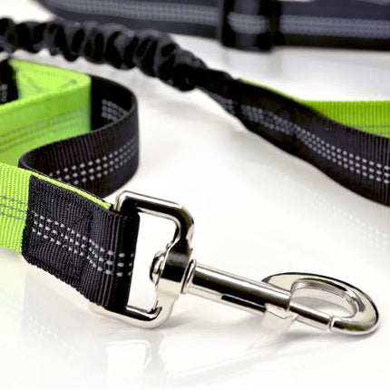 Handsfree Hondenriem voor Joggen en Wandelen | Verstelbare Heupriem en Uittrekbaar Nylon met Reflecterende Strepen