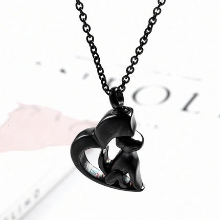 RVS honden urn ketting | Hartvormige assieraad hanger | Dieren herinneringssieraad | Unisex | Zilver goud zwart | 50cm | Cadeau