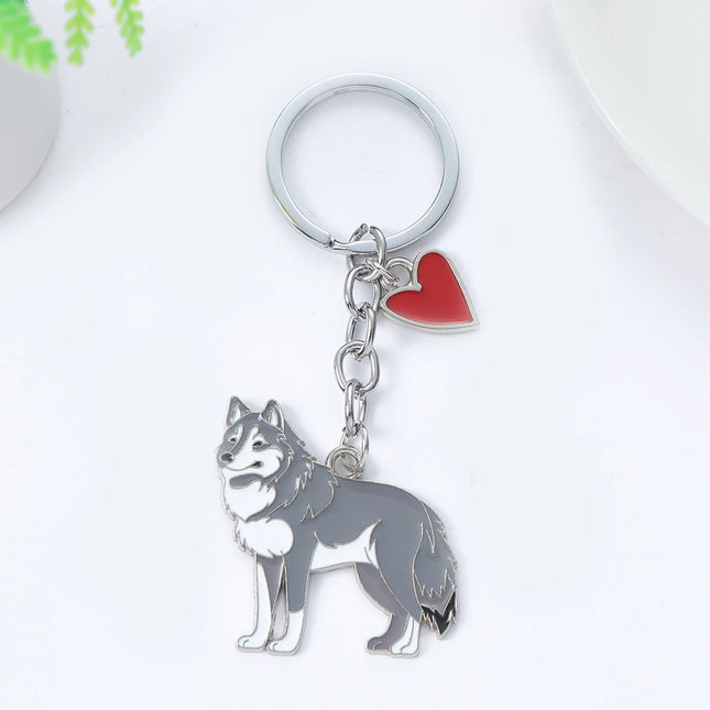 Alaska Husky Sleutelhanger | Schattige Cartoon Hond | Dieren Sleutelhanger Cadeau voor Vrouwen en Mannen | Metalen Accessoire | Unisex Sieraden