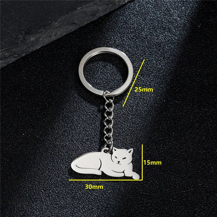 Sleutelhanger katten | Schattige katten hanger van roestvrij staal | Creatief dieraccessoire voor dames | Sleutelhanger voor auto, tas en portemonnee | Gift idee