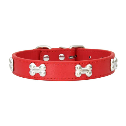 Luxe Kunstleren Halsaccessoire voor Huisdieren met Metalen Botdetails | Verstelbaar en Comfortabel | Geschikt voor Honden en Katten