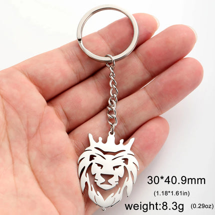 Sleutelhanger Leeuwenkop | RVS Tribal Dieren Totem | Koning der Beesten Hanger | Unisex Tasaccessoire | Goud & Zilver | Dawapara