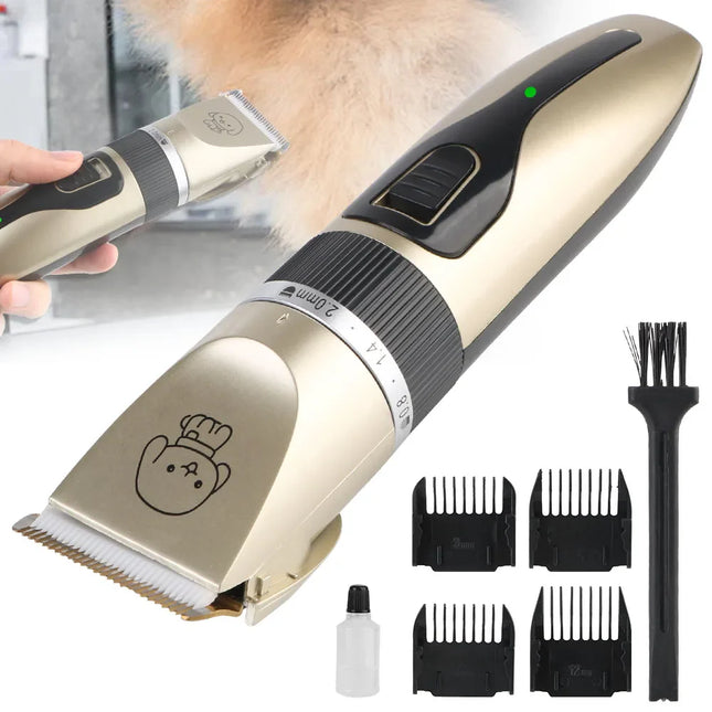 TrimTastisch | Stille Elektrische Verzorgingsset voor Huisdieren met Keramisch-Titanium Snijblad | USB-Oplaadbaar | Inclusief 4 Opzetkammen