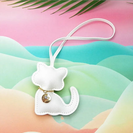Schattige katten sleutelhanger voor dames | PU leer | Modieuze dierhanger | Sleutelhanger voor tas of handtas | Leuk cadeau voor meisjes | Decoratie accessoire