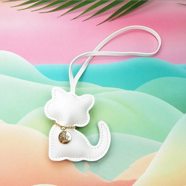 Schattige katten sleutelhanger voor dames | PU leer | Modieuze dierhanger | Sleutelhanger voor tas of handtas | Leuk cadeau voor meisjes | Decoratie accessoire