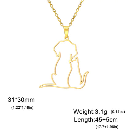 Dierenhanger Ketting voor Dames | Roestvrijstalen Kat & Hond Sieraad | Huisdier Vrienden | Cadeau voor Dierenliefhebbers | Hypoallergeen & Roestvrij | Verstelbare Schakelketting 45+5cm