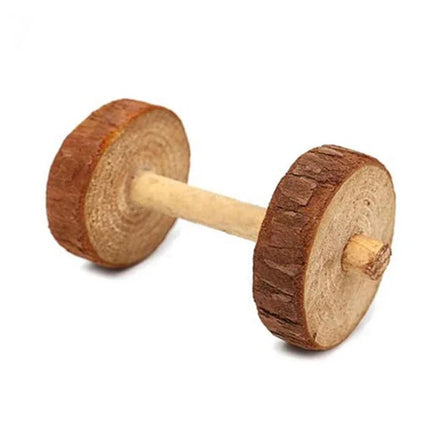 Natuurlijk Houten Speelgoed Konijn Roller | Dumbells Unicycle Bel | Knagende Tandenslijper voor Cavia's en Ratten | Huisdier Accessoires Molar Gereedschap | Geschikt voor Konijnen en Kleine Knaagdieren