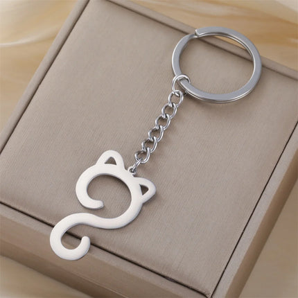 Sleutelhanger schattige kat | RVS katten sleutelhangers | Dierlijke kitten hanger voor tas, auto, kinderen, cadeau voor kattenliefhebber | My Shape