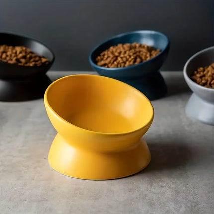 Keramische Voerbak met Verhoogd Oblique Ontwerp voor Honden en Katten | Beschermt Nek en Wervelkolom | Duurzaam en Stabiel