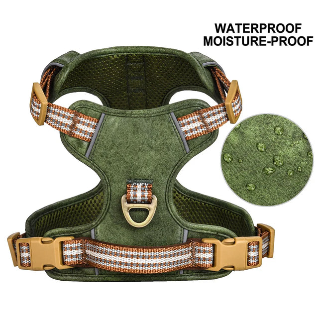 Didog Hondenharnas Nylon en PU | Waterdicht en Verstelbaar | Reflecterende Strip | Wandelen en Training | Groen, Rood, Bruin | Geschikt voor Kleine, Middelgrote en Grote Honden | Duurzaam en Veilig