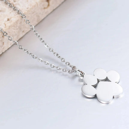 Gepersonaliseerde RVS Hanger Ketting met Naamgravure en Pootafdruk | 16mm Unisex Memory Sieraad | Herdenkingssieraad voor Dierenliefhebbers | Roestvrijstaal Cadeau