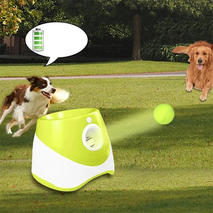 Oplaadbare Interactieve Tennisbalwerper voor Honden | Instelbare Werpafstanden 3m-9m | Inclusief USB Lader & Mini Tennisballen