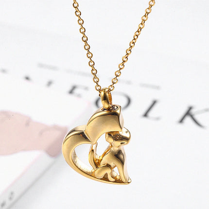 RVS honden urn ketting | Hartvormige assieraad hanger | Dieren herinneringssieraad | Unisex | Zilver goud zwart | 50cm | Cadeau