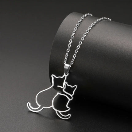 Honden en Katten Ketting voor Dames | Roestvrijstalen Dierenhanger | Sieraden Cadeau voor Huisdierenliefhebbers | Verstelbare RVS Ketting 45+5cm | Anti-allergisch & Duurzaam