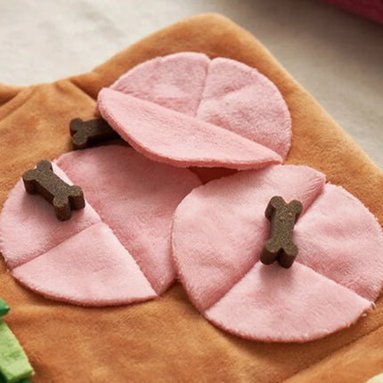 Speelgoed voor Honden | Snuffelmat Pluche en Fleece | Interactief Opvouwbaar Voerspel | Geel | Voor Kleine en Middelgrote Honden | Mentale Stimulatie en Langzaam Eten