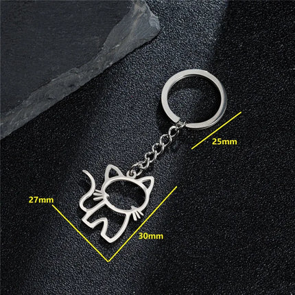 Schattige katten sleutelhanger | Roestvrij staal | Creatieve dier hanger | Katten keychain voor dames | Sleutelhanger tas-accessoire | Auto sleutelhanger cadeau