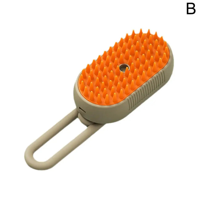 FurClean Oplaadbare Verzorgingsborstel voor Huisdieren | 3-in-1 Functie met Stoomtechnologie & Zachte Massage | Wit en Oranje