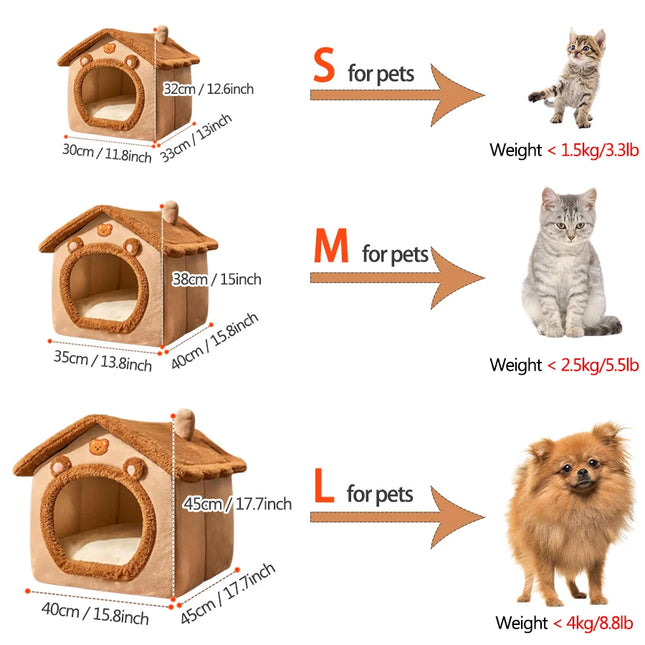 Opvouwbaar Huisdierhuis | Binnenhuis voor Kleine Honden en Katten | Verwijderbare Wasbare Mand | Fiber | China