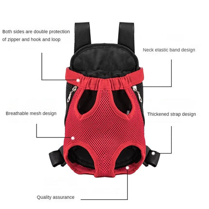 Ademende Rugzak voor Kleine Honden en Katten | Comfortabel met Verstelbare Banden en Veiligheidshaak | Ademend Nylon en Mesh | Beschikbaar in S, M, L, XL