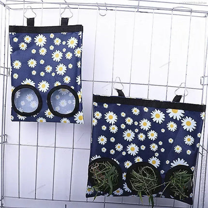 Hooizak voor kleine dieren | Hamster Konijn Cavia Voerhouder | Oxford Stof | Metalen Haak | Verspilling Verminderen | Kooihouder | Rood Groen Geel Oranje | Duurzame Kooivoeder Accessoires