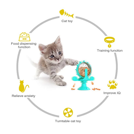 SmartSnack Reuzenrad Traktatie Dispenser voor Katten en Kleine Honden | Interactief & Multifunctioneel Vermaak | Versterkt Intelligentie & Voorkomt Schrokken | Sterke Zuignap voor Stabiele Bevestiging