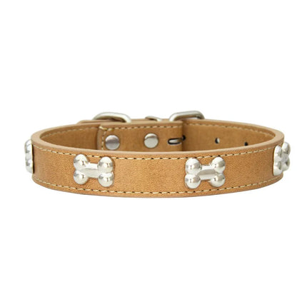 Luxe Kunstleren Halsaccessoire voor Huisdieren met Metalen Botdetails | Verstelbaar en Comfortabel | Geschikt voor Honden en Katten