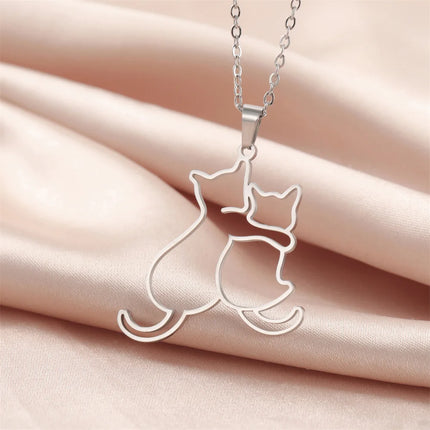 Honden en Katten Ketting voor Dames | Roestvrijstalen Dierenhanger | Sieraden Cadeau voor Huisdierenliefhebbers | Verstelbare RVS Ketting 45+5cm | Anti-allergisch & Duurzaam