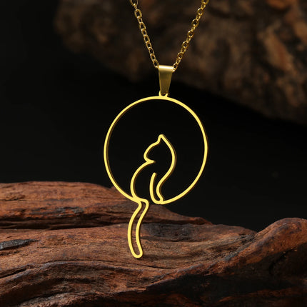 Katten Hanger Ketting voor Dames | Roestvrijstaal | Schattige Kat Sieraad | Trendy Dieren Ketting | Gift Idee | Goud & Zilver  | Vert Niet | Mode Sieraad voor Feest, Verjaardag, Bruiloft