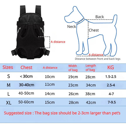 Ademende Rugzak voor Kleine Honden en Katten | Comfortabel met Verstelbare Banden en Veiligheidshaak | Ademend Nylon en Mesh | Beschikbaar in S, M, L, XL