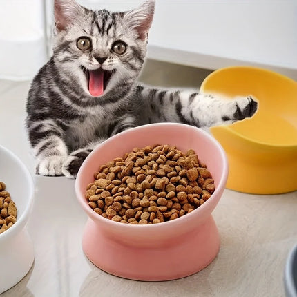 Keramische Voerbak met Verhoogd Oblique Ontwerp voor Honden en Katten | Beschermt Nek en Wervelkolom | Duurzaam en Stabiel