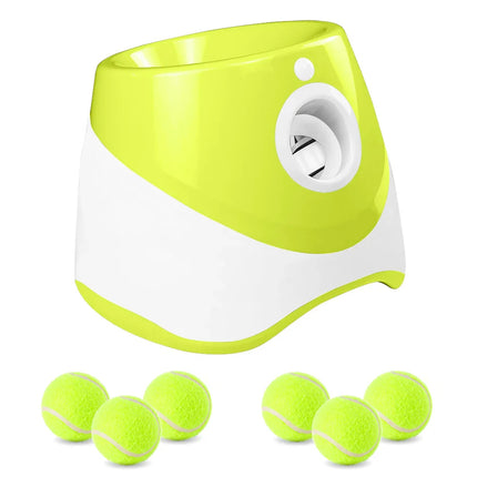 Oplaadbare Interactieve Tennisbalwerper voor Honden | Instelbare Werpafstanden 3m-9m | Inclusief USB Lader & Mini Tennisballen