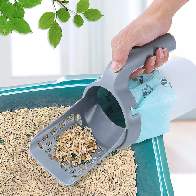 CleanPaws kattenbak schep | Ergonomisch handvat | Duurzaam kunststof | Fijne netstructuur voor makkelijk schoonmaken | 29x12x16 cm | Grijs | Voor alle kattenbakken